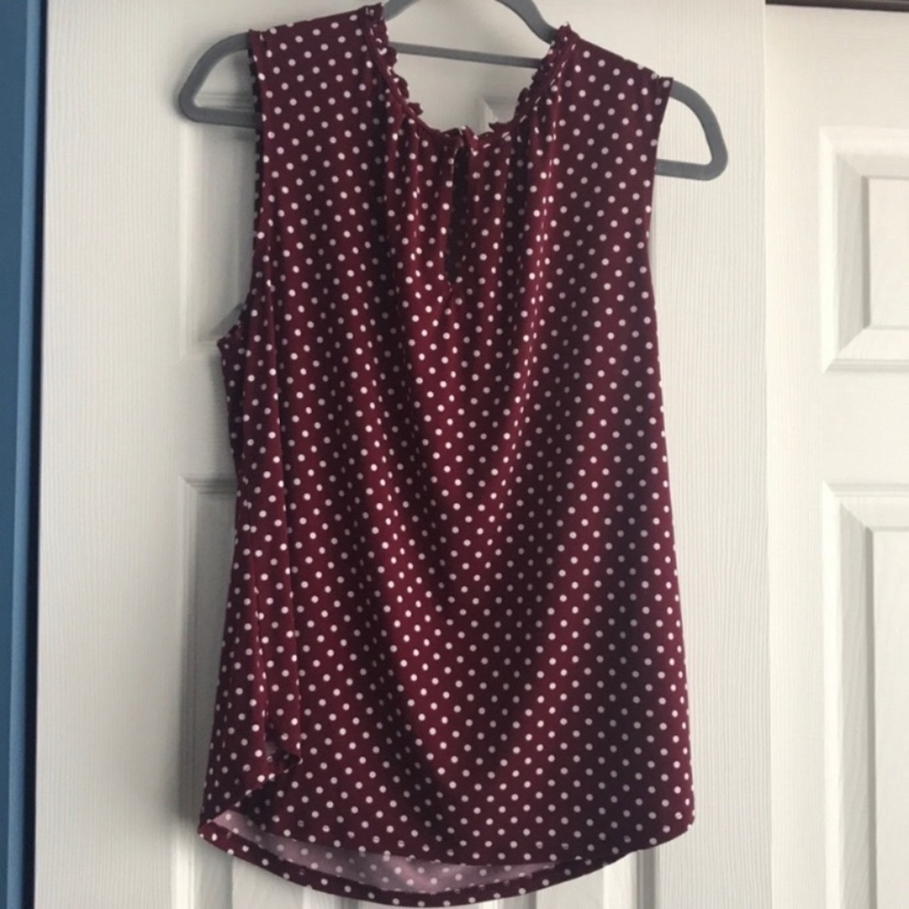 Burgundy polka dot blouse